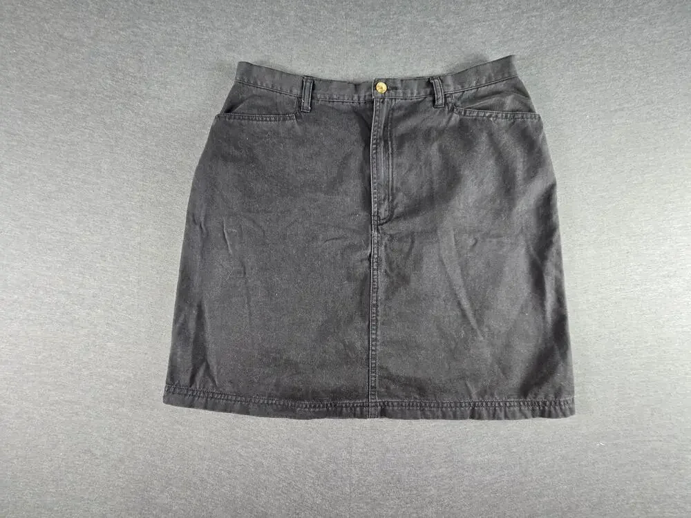 White Stag Skirt Womens 16 Black Cotton Twill Straight Pencil Knee Length Casual